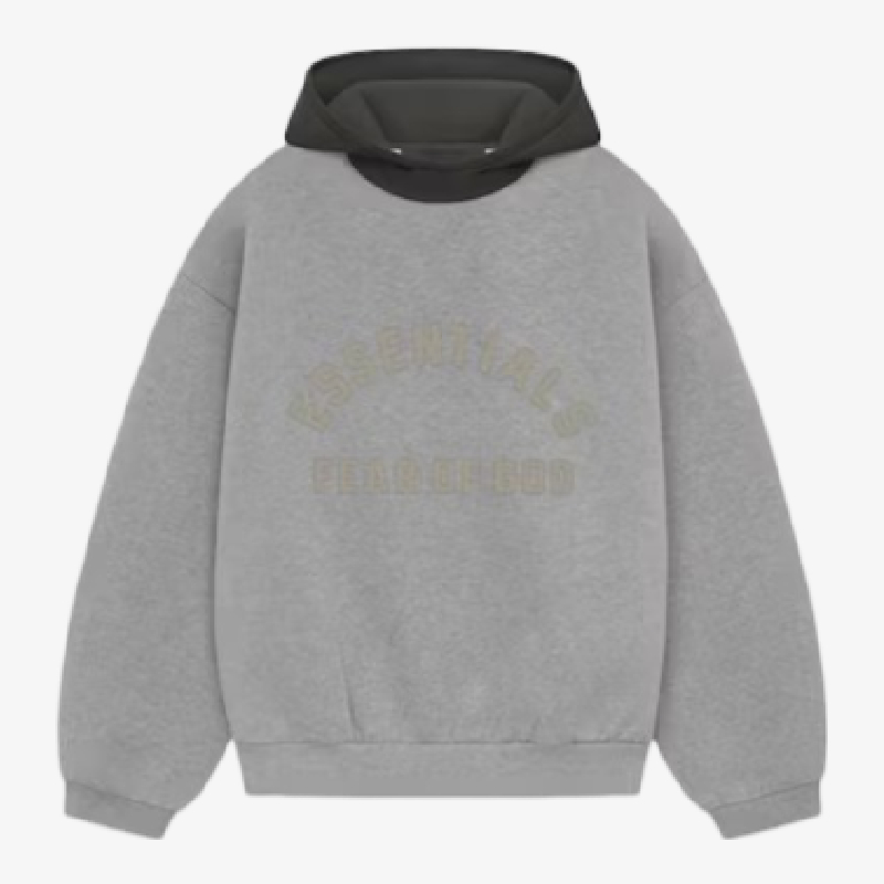 Fear of God Essentials Nylon Fleece Hoodie Dark Heather Oatmeal_Ink