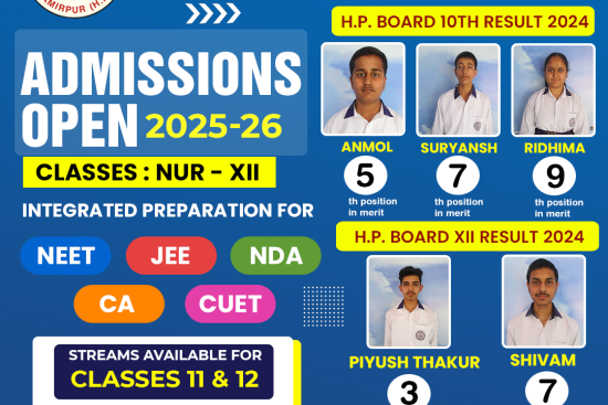 ADMISSION OPEN 2025-26 H.P.BOARD RESULT- HIM ACADEMY SCHOOL HIRANAGAR