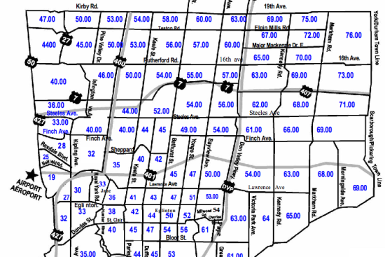 Toronto Airport Taxi Fare Map