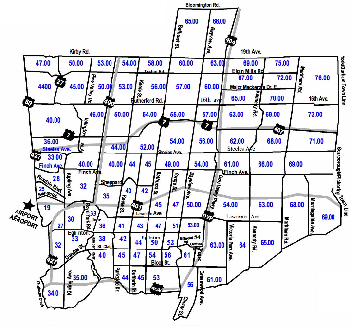 Toronto Airport Taxi Fare Map